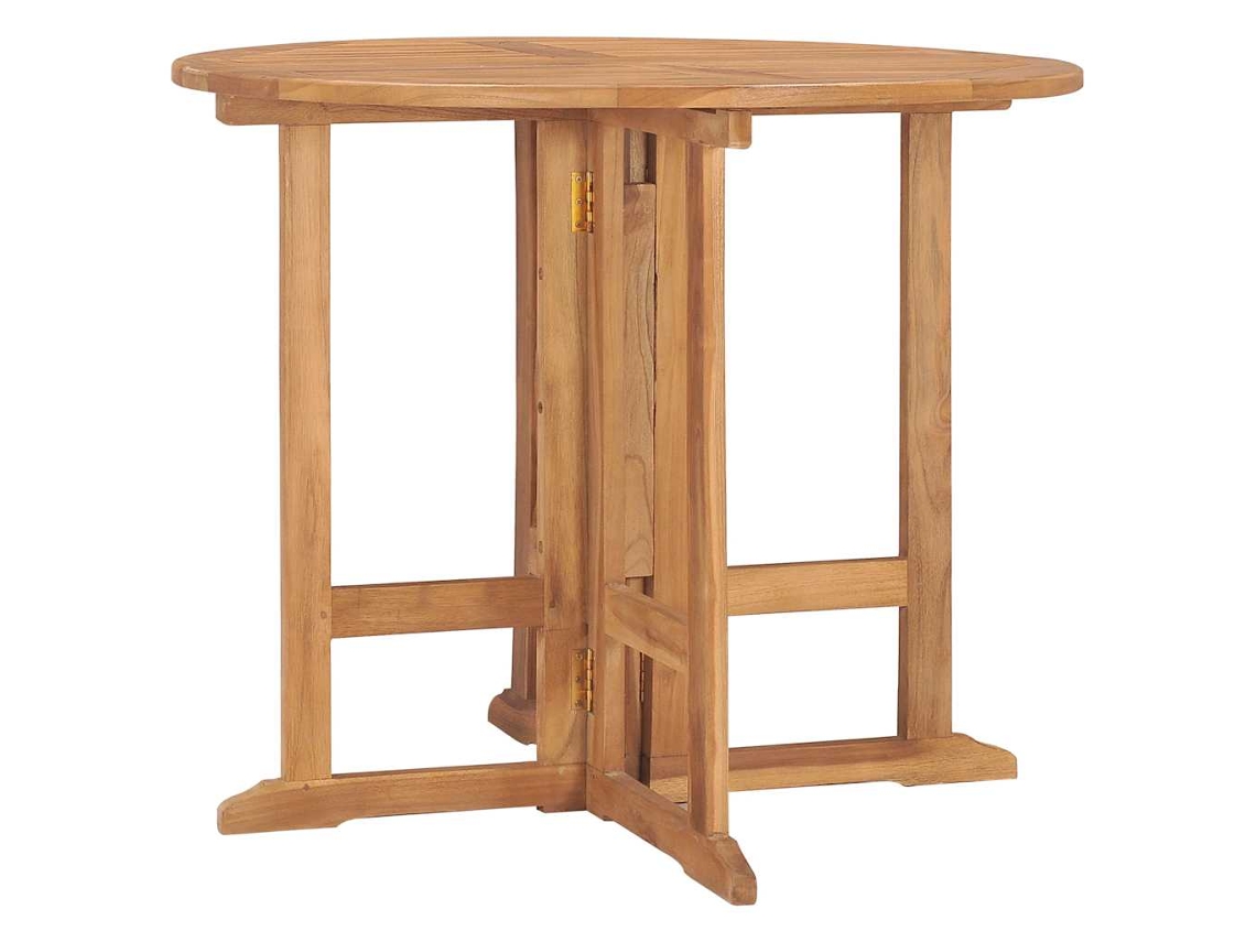 Vidaxl Mesa De Jantar Para Jardim Dobrável Ø90x75 Cm Teca Maciça