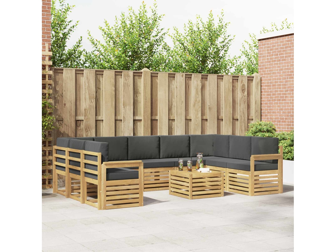 Vidaxl Conjunto De Sofás Para Exterior 10 Unid. Branco E Antracite