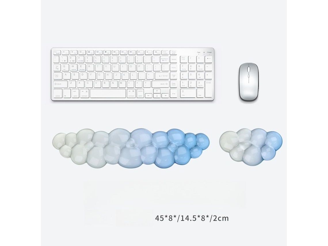 Conjunto de suporte ergonômico em gel de silicone para teclado e mouse, conforto e apoio para digitação e jogos. Azul Hexinyigjly