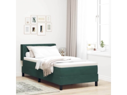Vidaxl Cama Box Com Cabeceira Manual Verde Escuro 200 X 90 Cm Veludo