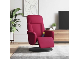 Vidaxl Cadeirão Massagens Reclinável C/apoio Pés Veludo Vermelho Tinto