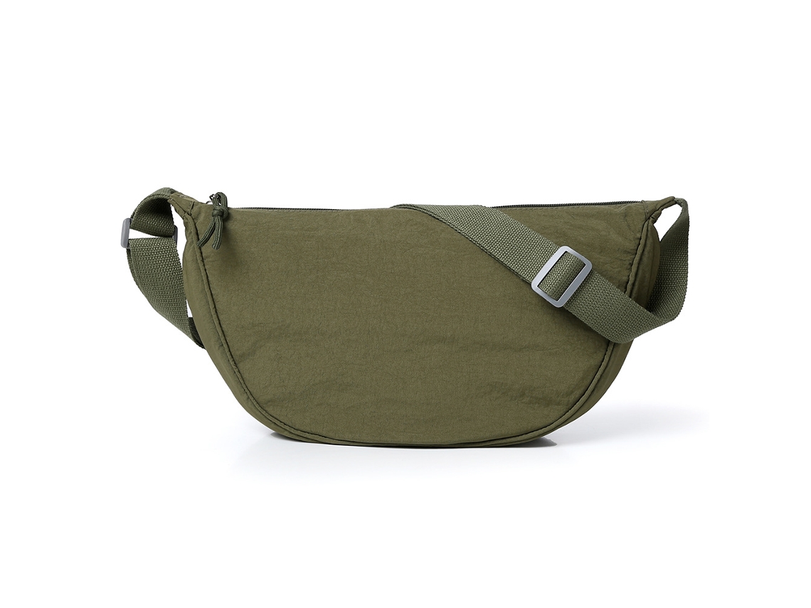 Bolsa de Ombro Plissada em Tecido Lavado, com Cordão Ajustável MDUG (verde militar pequeno) | MDUG