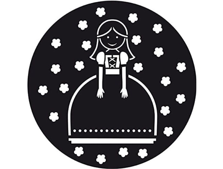 Estêncil redondo para bolo com desenho de princesa cozinheira