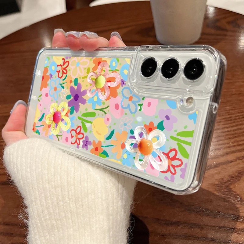 (a907)galaxy A25)capa De Celular Com Flores Rosa De Verão
