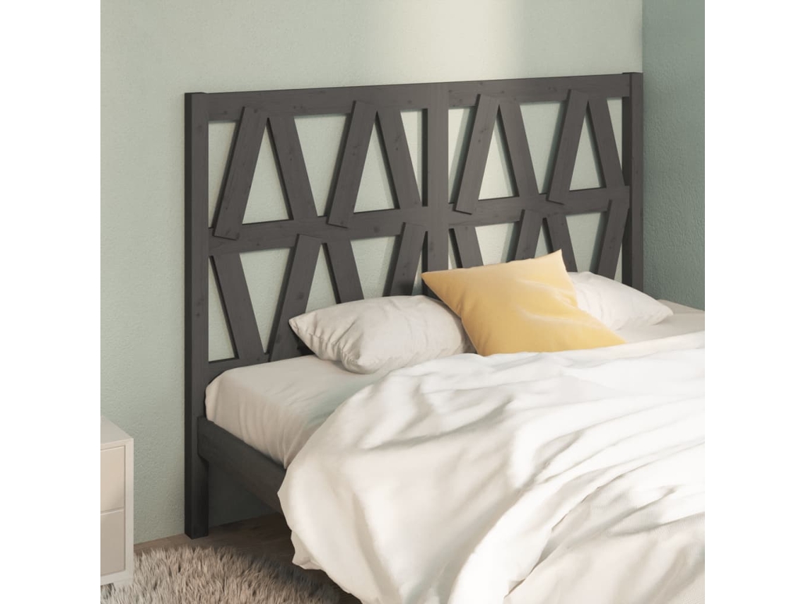 Vidaxl Cabeceira De Cama 126x4x100 Cm Pinho Maciço Cinzento