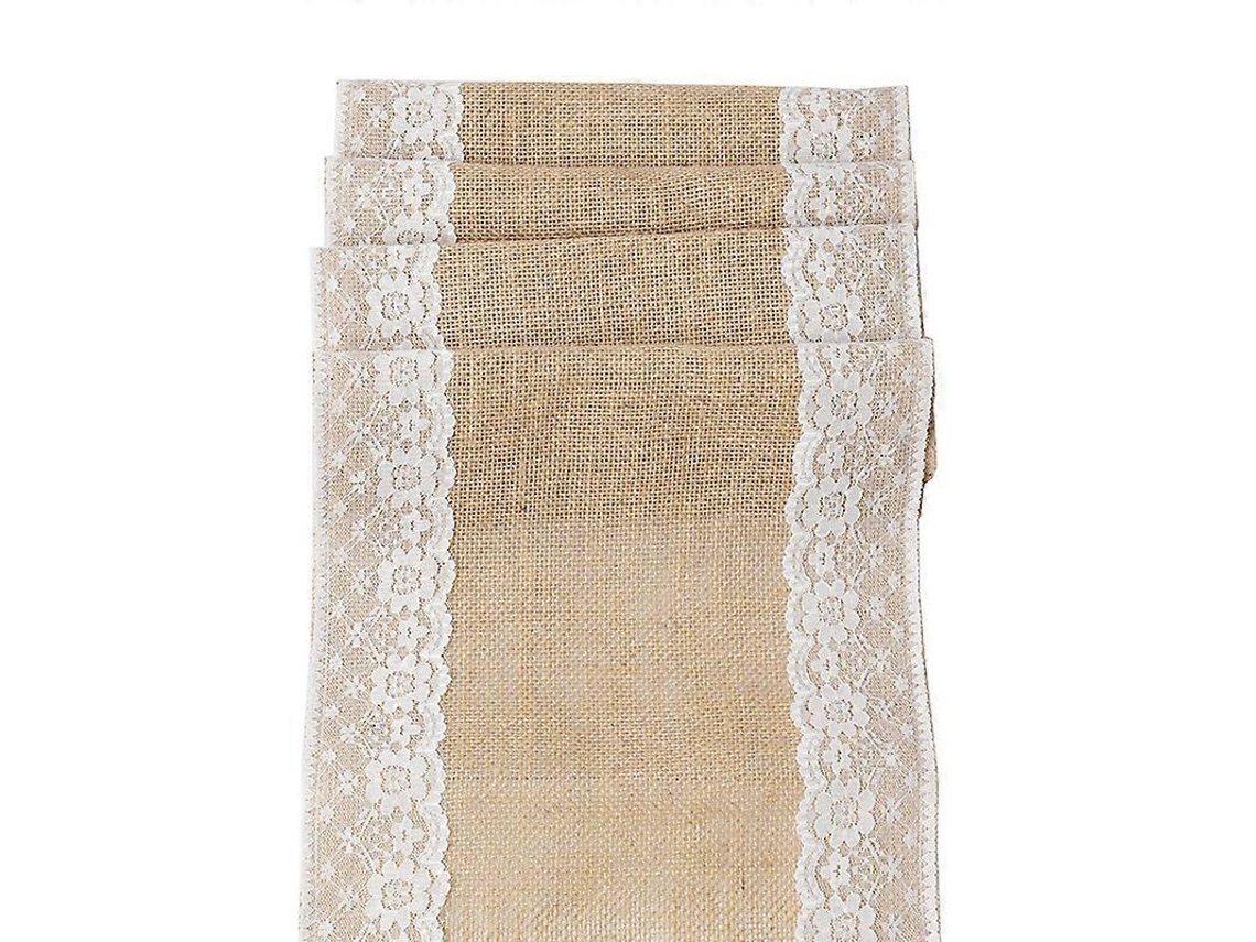 Rebe mantel de Mesa de Juta Y Encaje Navideño para Bodas Y Fiestas Decoración 30x275cm