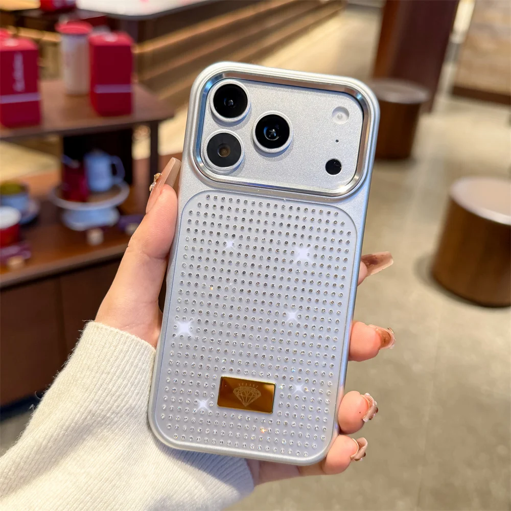 Capa Para Celular Com Strass Brilhantes (iphone 15 Pro Max, Prateada), Ideal Para Meninas. Capa Protetora Resistente A Impactos.