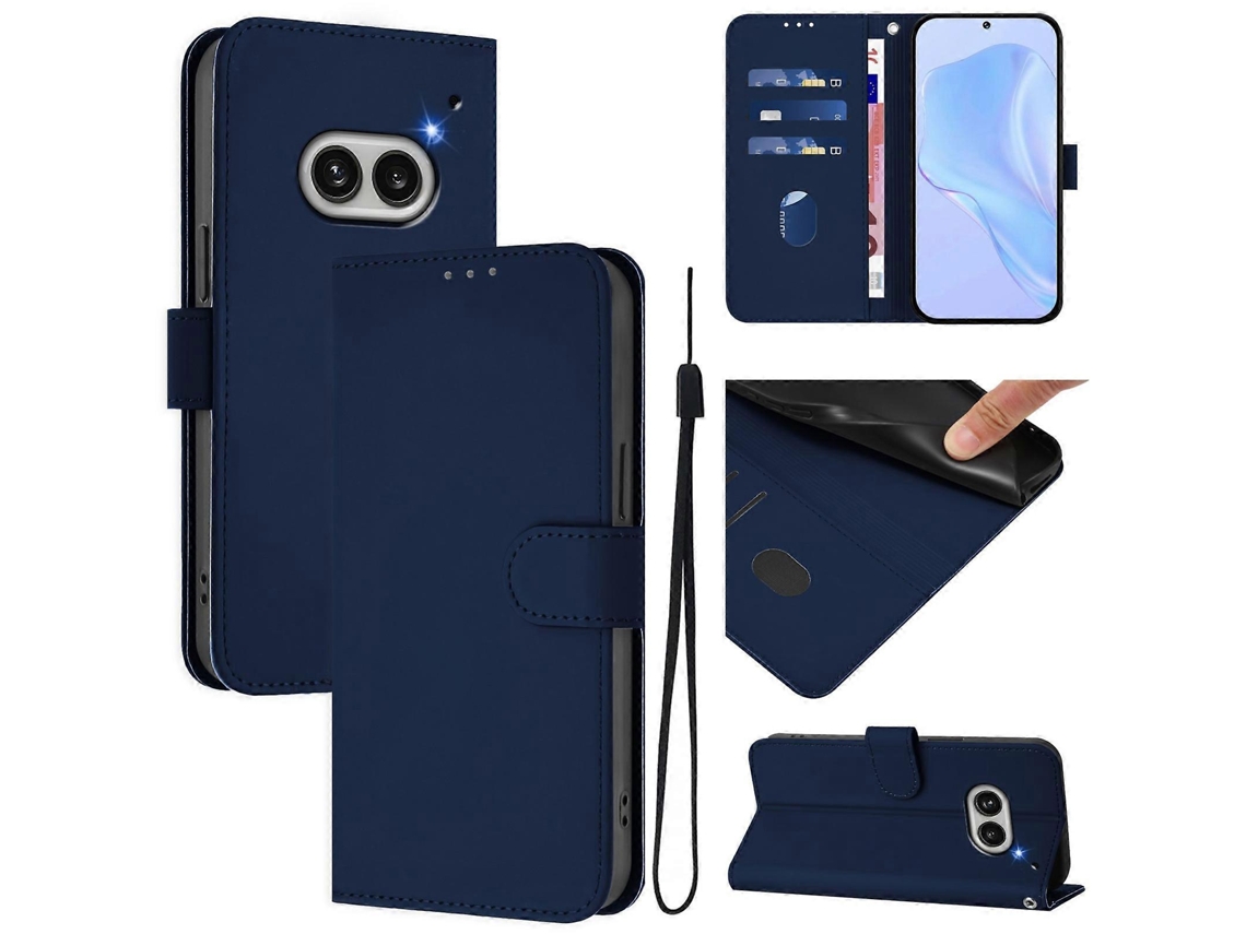 Capa De Celular Em Couro Sintético De Cor Sólida Com Toque Aveludado E Cordão Para Nothing Phone 2a