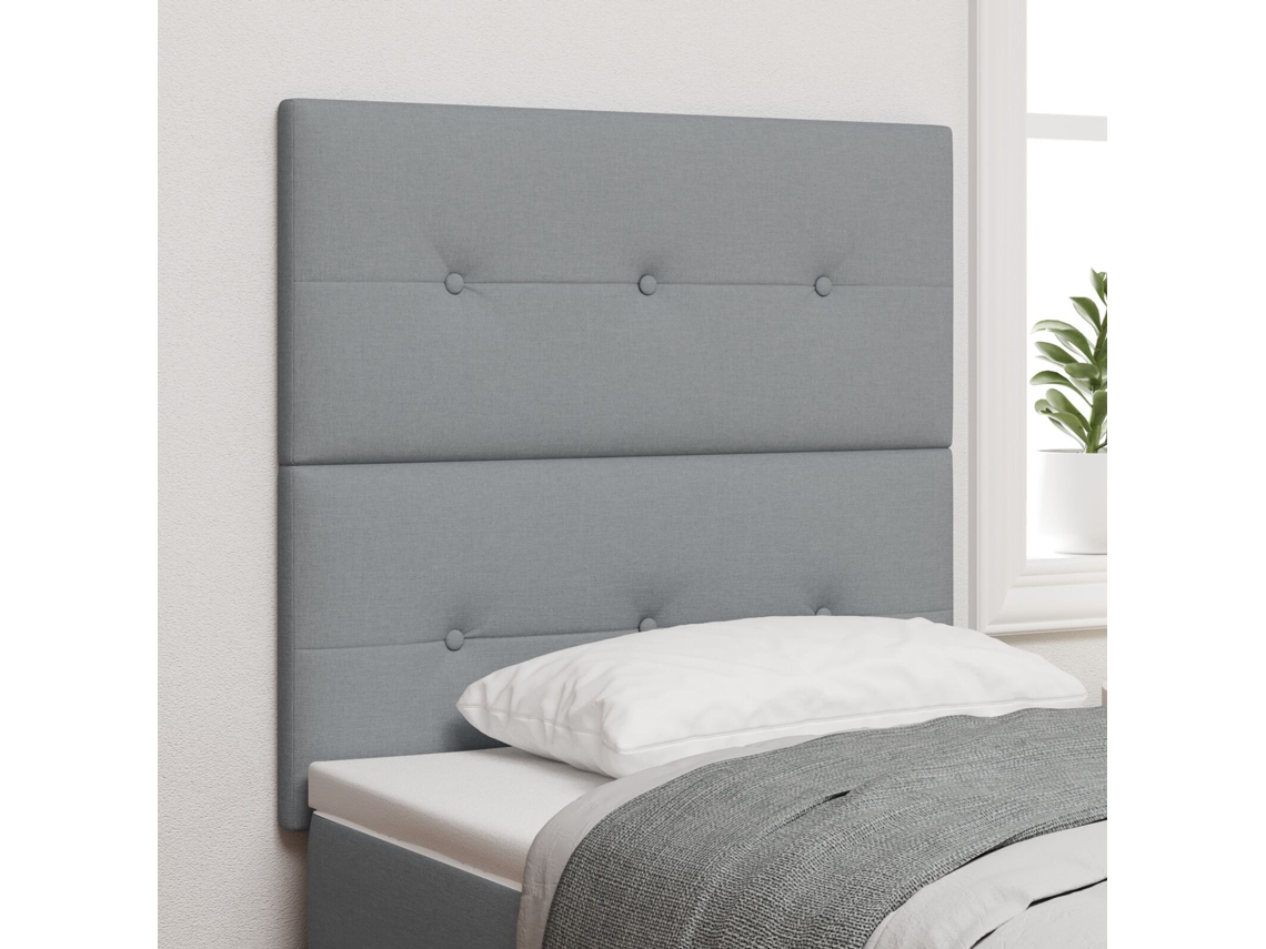 Cabeceira Estofada Com Botões Cinza Claro 100 Cm Tecido Wsd62769 Lovely Home