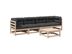 Conjunto de 5 Sofás de Jardim com Almofadões Pinho Maciço MAISON EXCLUSIVE