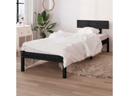 Vidaxl Estrutura De Cama 100x200 Cm Pinho Maciço Preto