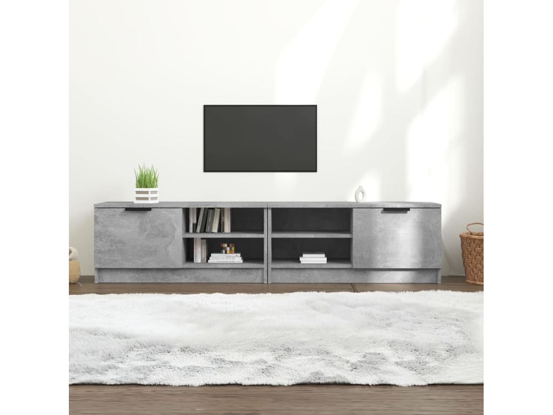 Vidaxl Móveis De Tv 2pcs 80x35x36,5cm Madeira Processada Cinza Cimento