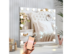 Espelho Mirlux Hollywood 58x48cm - 2 Alto-falantes Bluetooth - Portas De Carregamento Usb E Usb-c - Branco