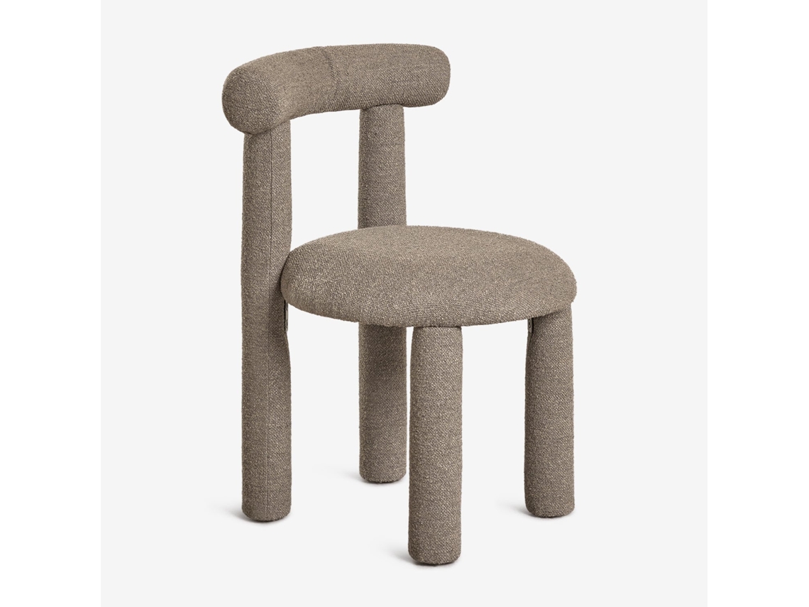 Sklum Pack De 2 Cadeiras De Jantar Estofadas Em Tecido Bouclé Gia Poliéster                       Bouclé Castanho Trigo