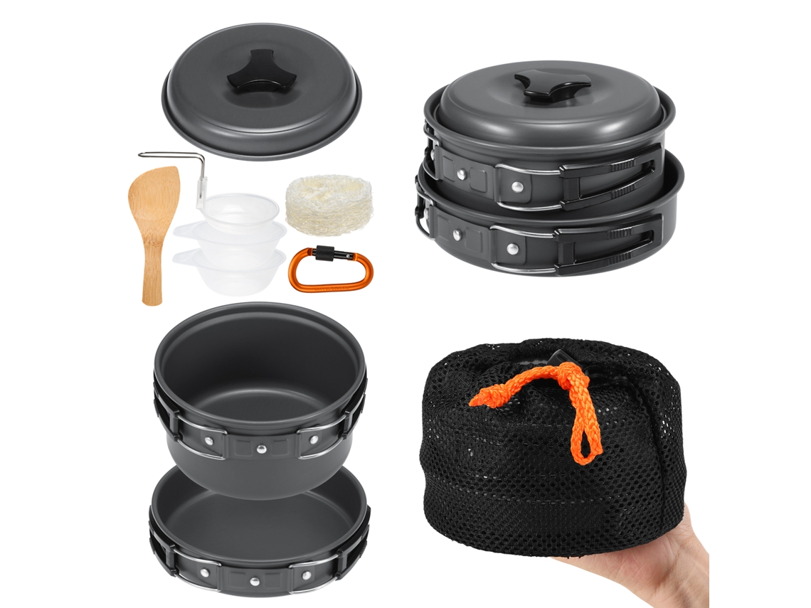 Kit de Cozinha de Camping 10 Peças com Panelas, Tigelas e Acessórios Leves S/MARCA