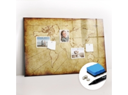 Quadro De Vidro Magnético Mapa-múndi Antigo Para O Corredor Espelharte (90x60 Cm)