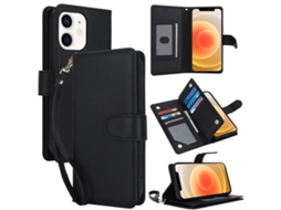 Capa Carteira De Couro Para Iphone 12 Pro - Com Rfid - Para Vários Cartões