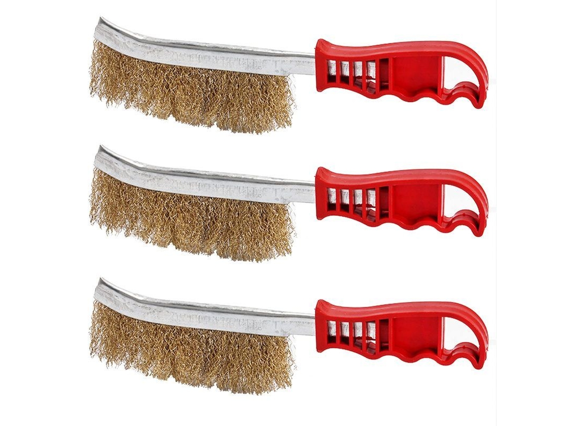Conjunto de 3 Cepillos de Alambre de acero inoxidable y latón con mango ergonómico S/MARCA
