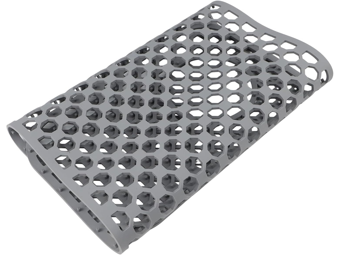 Tapete de silicone Cinza para Pia, duplo, resistente ao calor, antiderrapante, projetado para evitar deslizamentos e proteger.