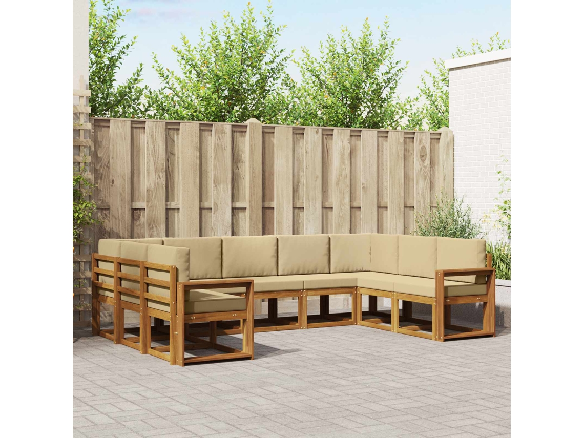 Vidaxl Conjunto De Sofás Para Exterior 9 Unid. Natural E Bege