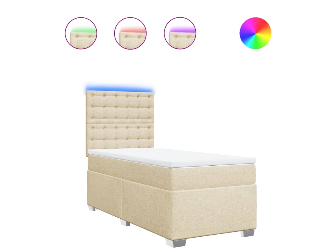 Cama com Molas/colchão 90x190 Cm Tecido Cor Creme MAISON EXCLUSIVE