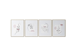 Dkd Home Decor Quadro de Rosto Escandinavo 45 x 2,5 x 60 cm (4 unidades)