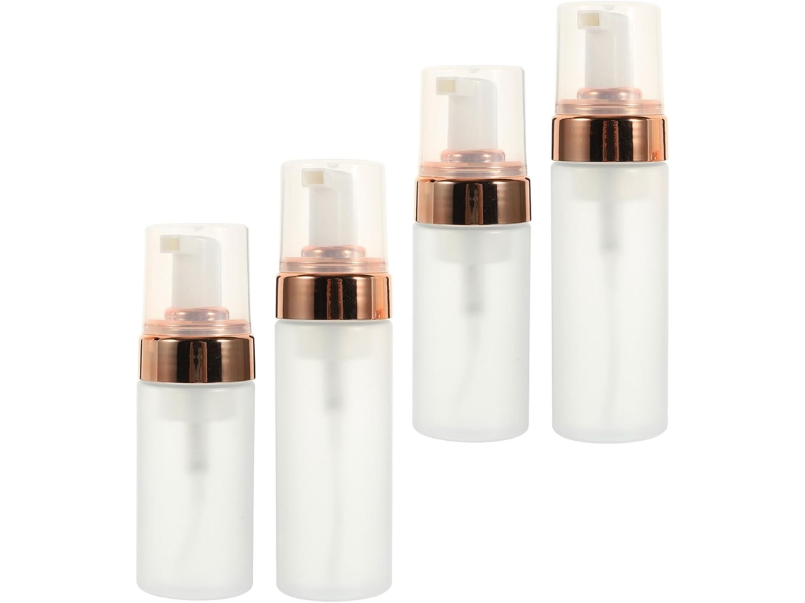 Conjunto De 4 Frascos De Plástico Pet Transparente Com Bomba Dosadora À Prova De Vazamentos.