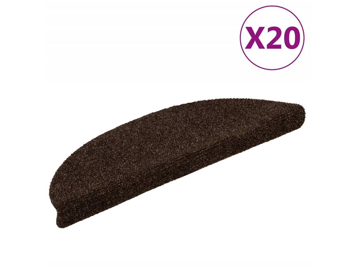 Vidaxl Tapetes De Escada Autoadesivos 20 Peças 56x17x3 Cm Marrom Semicircular
