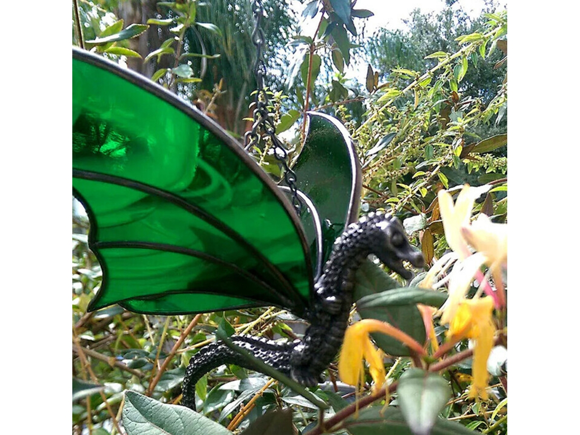 Resina Decorativa Jardim Verde Dragão Pendente