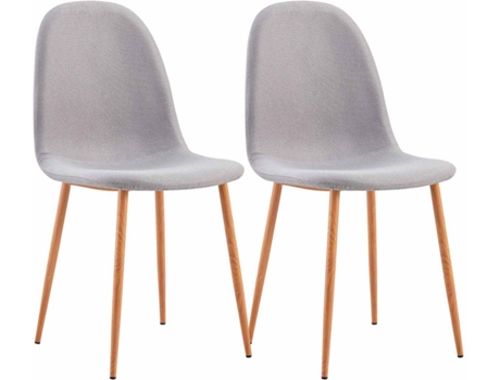Conjunto 2 Cadeiras de Jantar  Linenova Nuova (Cinzento Claro - Linho e Aço - 51x44x91 cm)