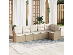 Vidaxl Conjunto De Sofá De Jardim 6 Unid. Bege Vime Pe