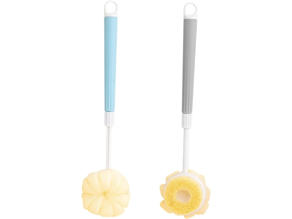 Lurelia Pack De 2 Aplicadores De Loção Para Costas, Pernas E Pés, Bucha Vegetal, Cabo Longo E Cerdas Macias, Uso Diário Confortável