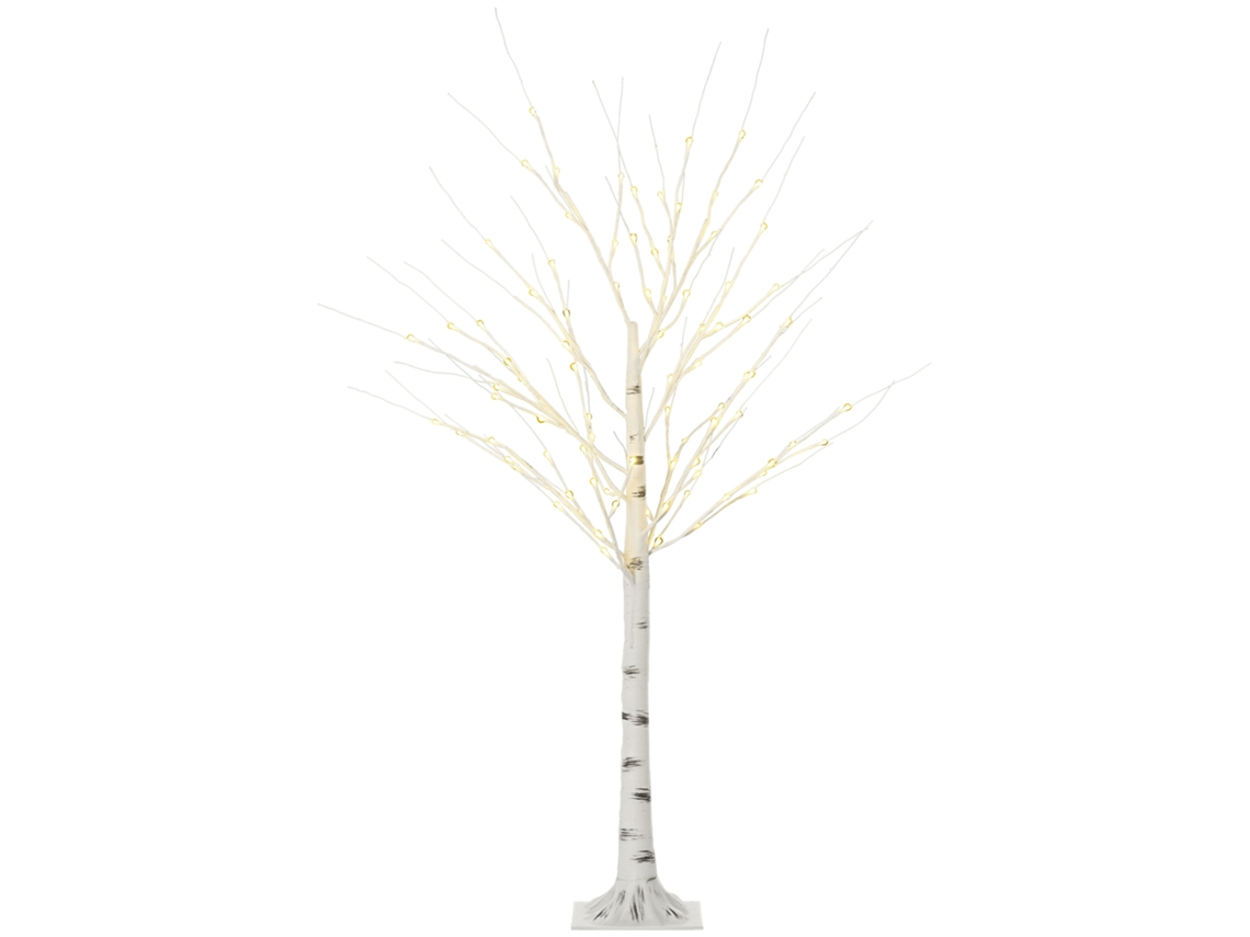 Bétula Artificial Com Led, Ramos Flexíveis, Plástico E Metal, 150 Cm, Branco