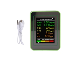 Detector de Qualidade do Ar Portátil, LCD, CO2, TVOC, HCHO, PM2.5, PM10, Digital | S/MARCA