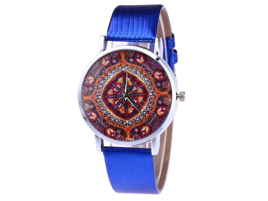 Relógio feminino analógico de quartzo com pulseira de PU, ideal para presente de amor (azul)