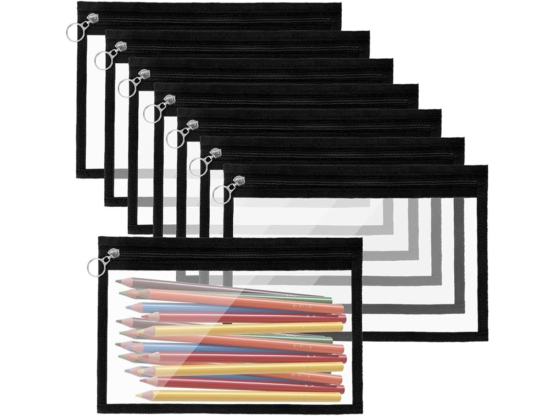 Bolsa De Cosméticos Com Zíper De Pvc, 8 Compartimentos Para Organizar Materiais De Escritório. Gokoco