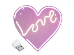 Luminária Led Neon Usb em Formato de Coração Tridimensional para Decoração de Quarto CHABERLU