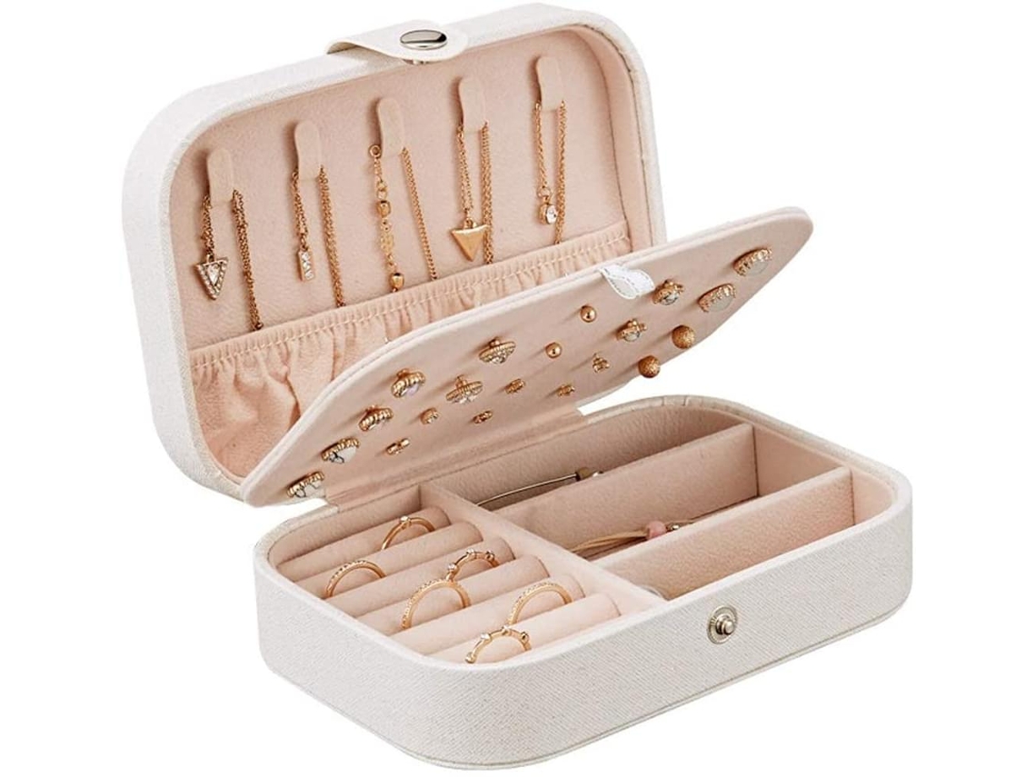 KOFIHETY Organizador De Joias De Viagem Luxuoso, Rosa Cereja Com Compartimentos Removíveis Multifuncionais, Forro De Veludo Macio, Mini Estojo Portátil, Presen