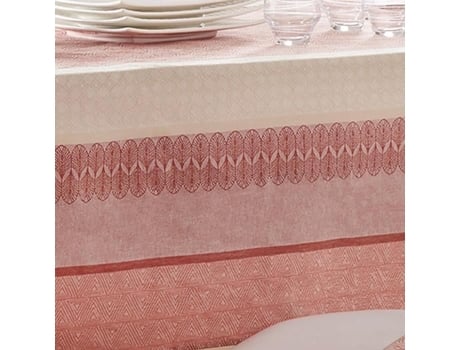 Toalha de Mesa Revestida Redonda/Oval Charleston Coral Laranja 170X240 Cm TRADILINGE