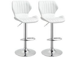 Homcom Conjunto De 2 Bancos De Bar Giratórios Com Altura Ajustável, Apoio Para Pés E Base Metálica Ø41cm Branco