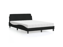 Vidaxl Cama Com Colchão Dover 140x190 Cm Tecido Preto