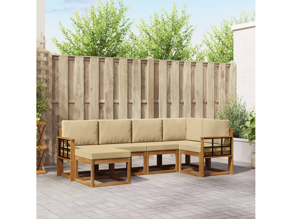 Vidaxl Conjunto De Sofás Para Exterior 6 Pcs Natural E Bege