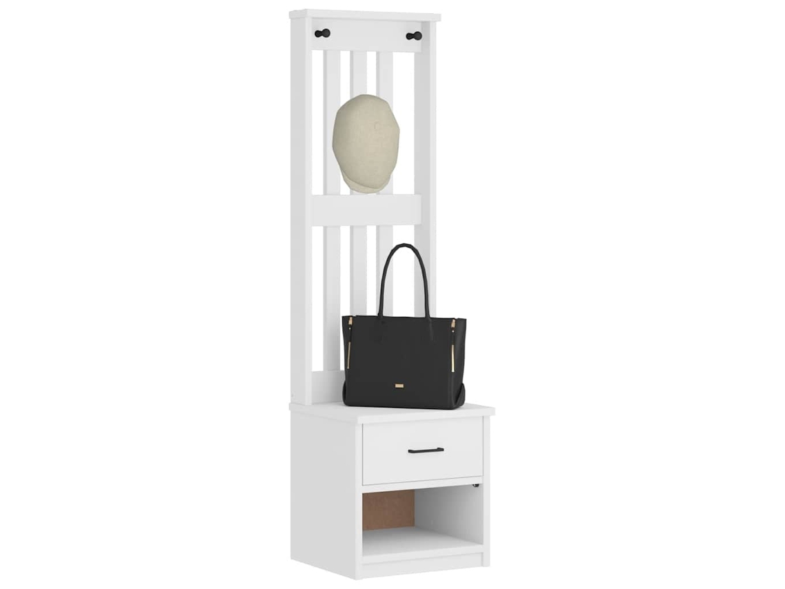 Vidaxl Árvore De Hall Sandnes Branca 45x40x159,5 Cm Madeira Maciça De Pinho