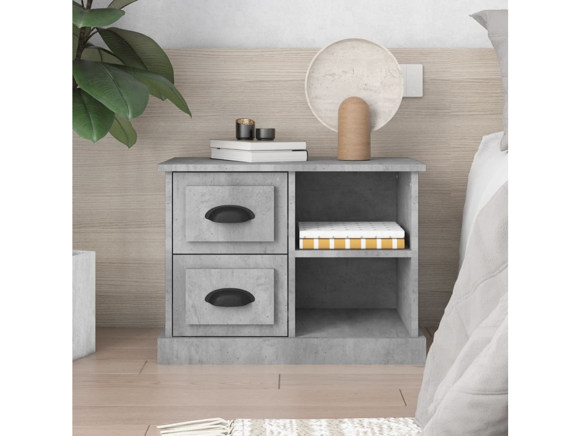 Vidaxl Mesa De Cabeceira 60x35,5x45 Cm Cinzento Cimento