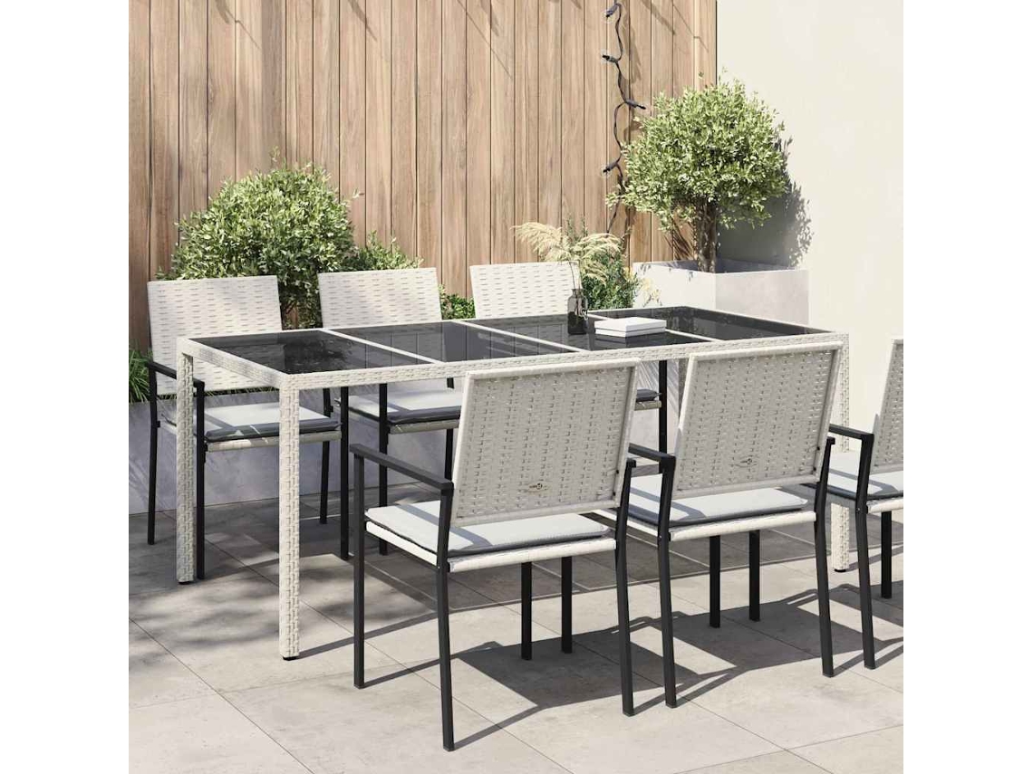 Vidaxl Mesa De Jardim Branco Vime Pe