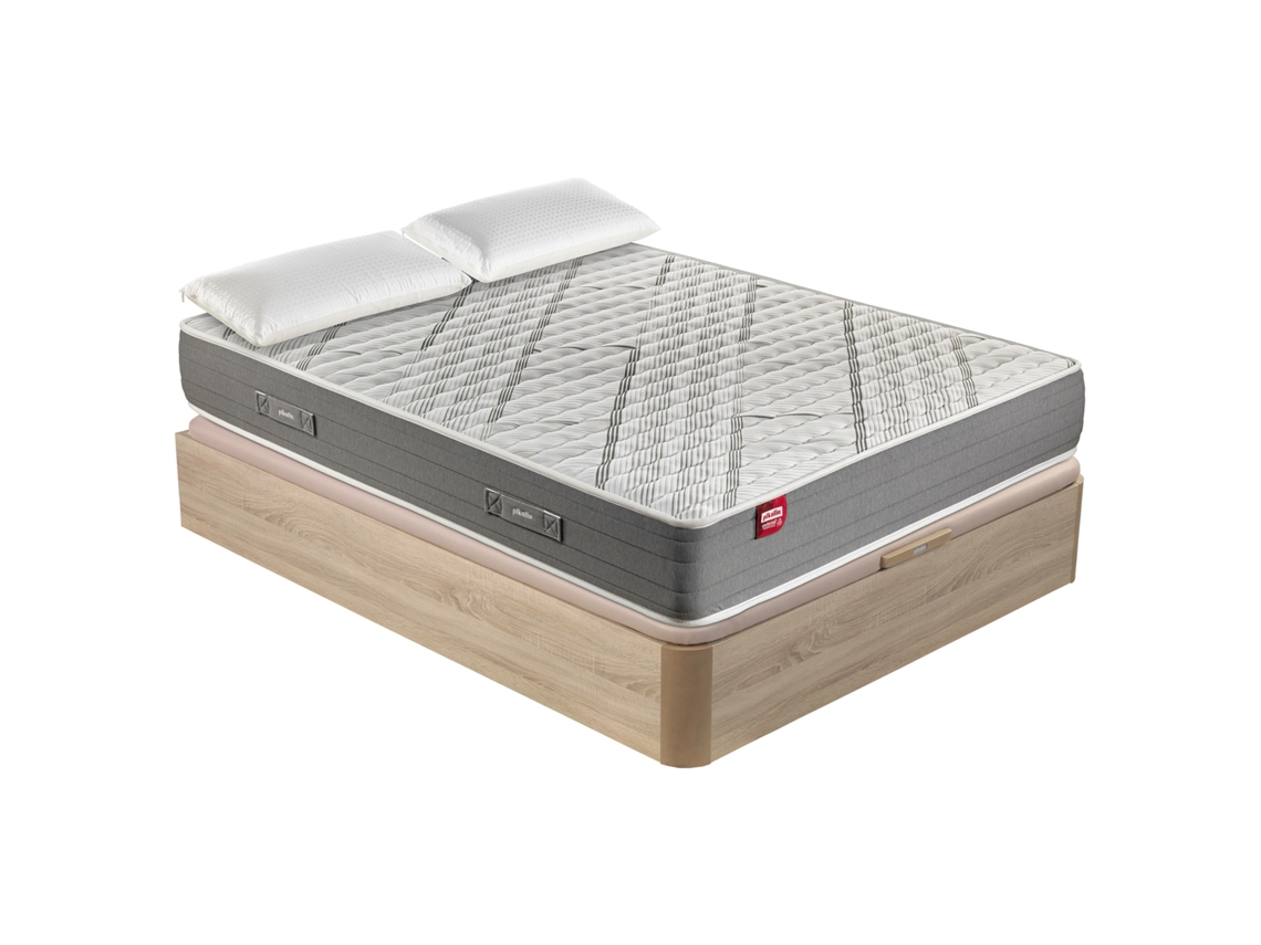 Pack Sommier Com Arrumação + Colchão De Casal Viscoelástico Pikolin Elan (140x190 Cm - 65 Cm Altura)