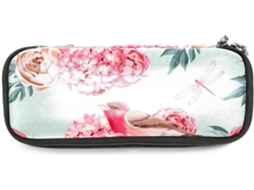 Estojo Lápis Com Estampa De Pássaros E Flores, Design Retrô De Libélula E Donzelinha, Grande Capacidade, Ideal