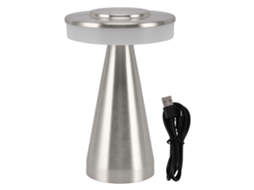 Lâmpada de Mesa Led Portátil com 3 Temperaturas de Cor, Touch Control e Bateria Recarregável Prata | S/MARCA