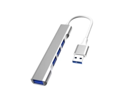 Lurelia Hub Usb A 4 Em 1 Com Luz, Portas 3.0, Prateado, Cabo 140 Mm