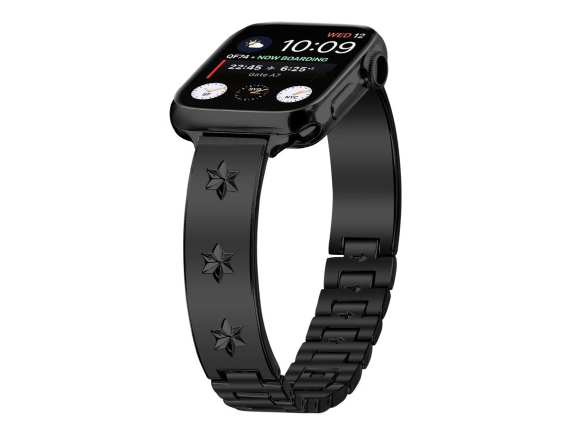 Bracelete Para Apple Watch 42/41/40/38mm - Metal Com Pétalas De Floco De Neve Preto